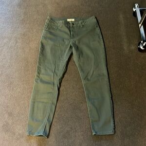 Green straight legged jeans